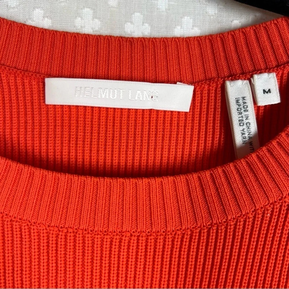 Helmut Lang Bright Orange Glam Ribbed Long Sleeve Top - Picture 3 of 8